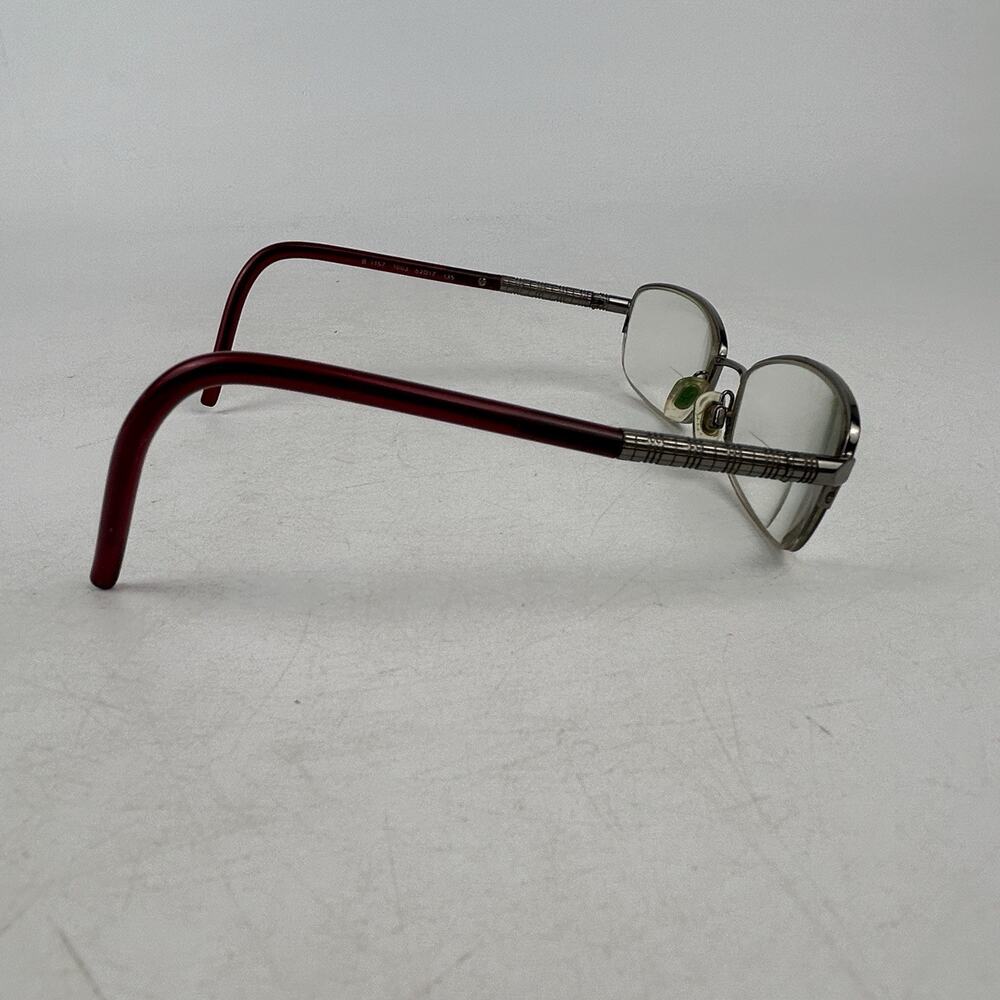 Burberry Eyeglasses B 1157 1003 Size 52-17-135 Silver Maroon Rectangle Frames - Picture 5 of 13